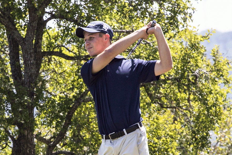 Senior Brendan Murphy watches his shot on Oct. 3 at Bastrop.