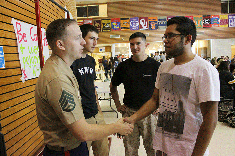 Senior Dario Ramirez plans for the future at Marine Registration on Oct. 20.