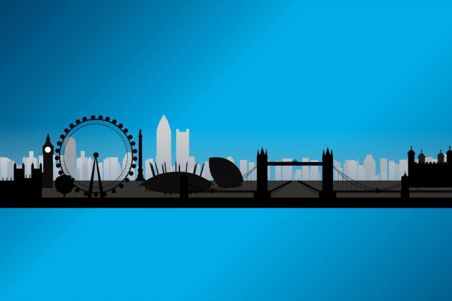 London skyline night scene