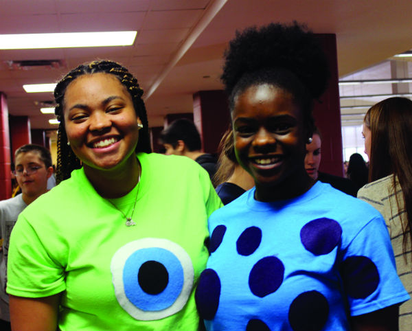 Seniors Kenedi Tanks and Lakaira Mosley dress up for spirit week in 2015.