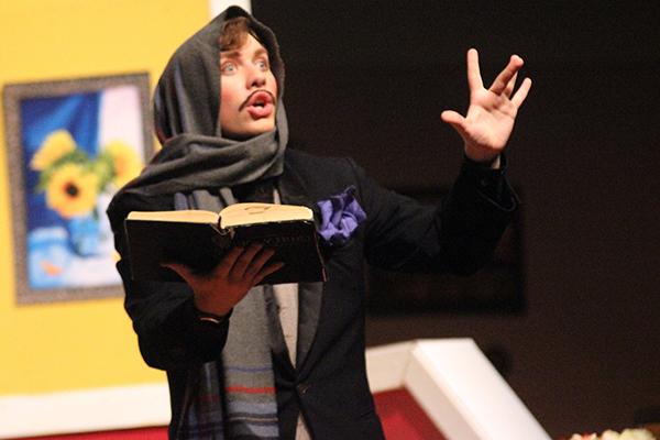 Sophomore Jack Mobley acts as Oscar Jaffe in Twentieth Century. 