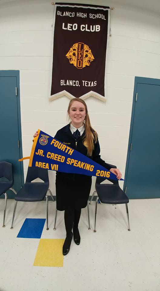 Freshman Leeann Blakeslee placed four in Junior Creed Speaking.