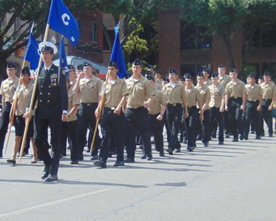 JROTC marches in New Braunfels on Comal County Fair Day last year.