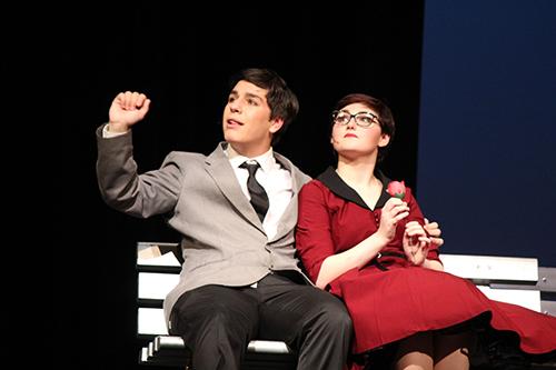 Albert (Elf Synodinos) and Rose (Lindsey Curtis) find a moment alone in "Bye Bye Birdie."