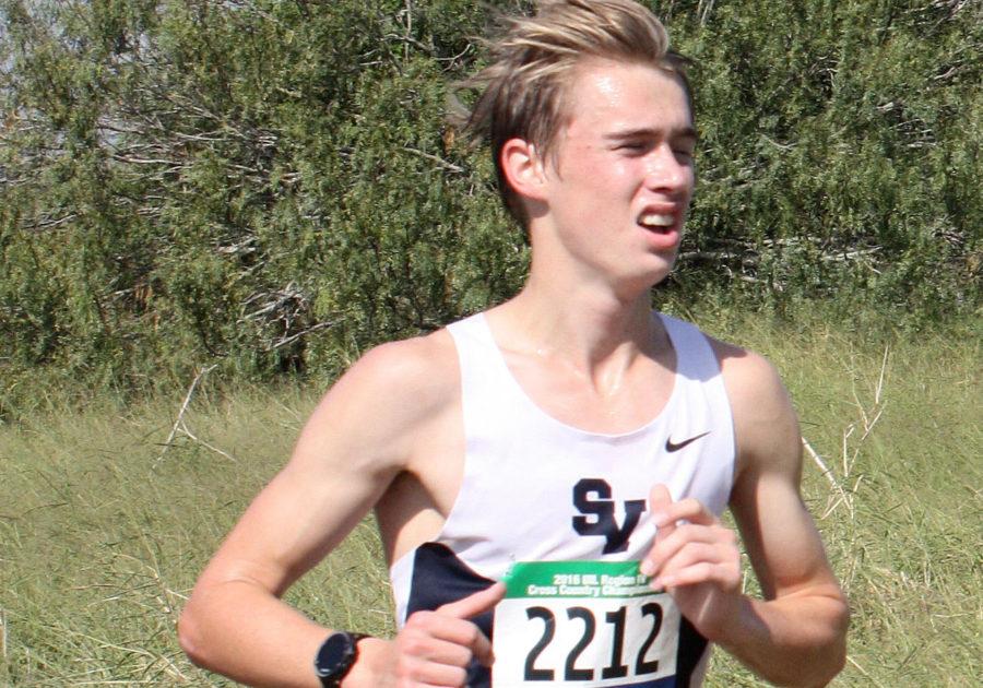 Senior Chase Bracher running during Regional Championships