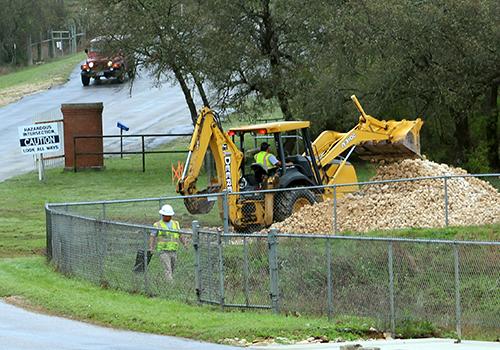 The drainage project begins and will continue on Monday with the front gate being closed.