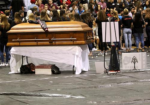 From behind the casket of Hannah Presley.