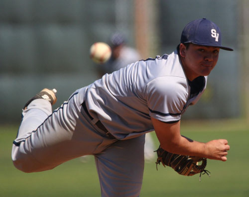 Junior Utility Player C.J Horn throws a strike in a 7-4 loss against Corpus Christi Moody away on Feb. 25th.