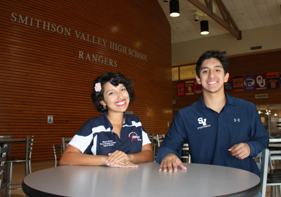 Seated together
Homecoming King Bobby Palomin and Queen Maria Rocha pose for their first picture together. Palomin was absent at the game for football and Rocha was absent at the dance for band. 