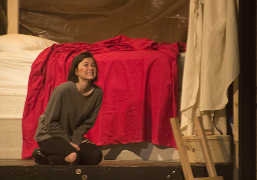 Kaylee Underwood as Juliet cries out in despair after hearing of Romeo's banishment.