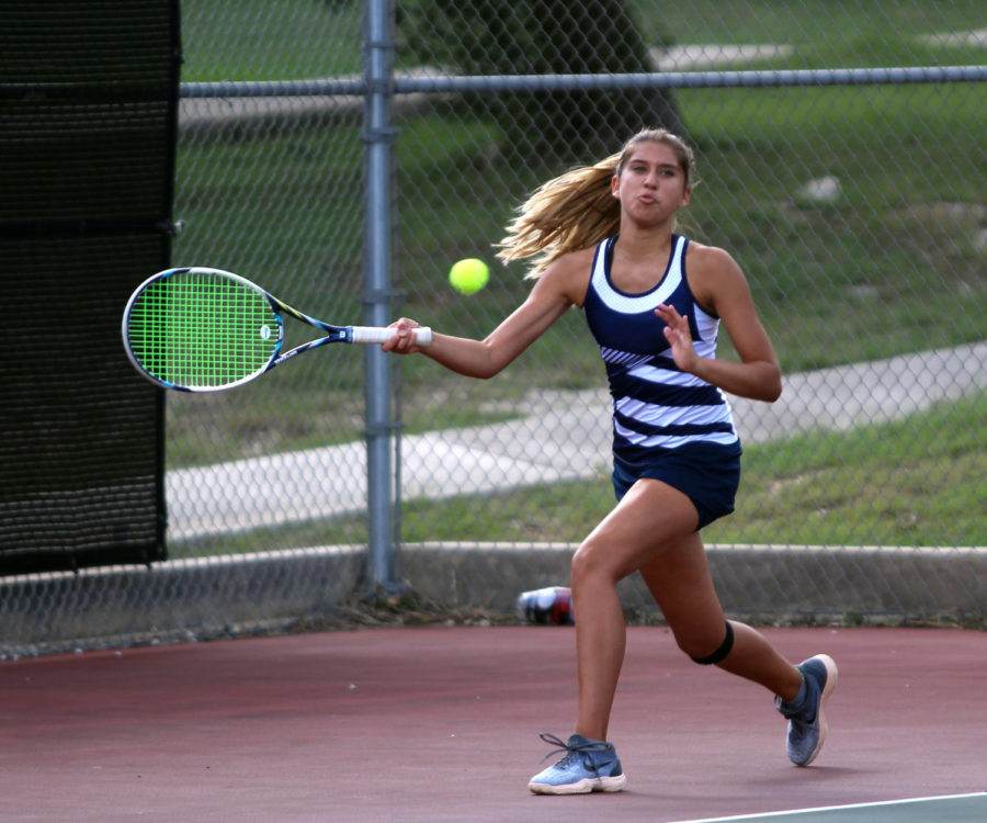  Freshman Lauren Molina competing at  New Braunfels on Aug. 29.