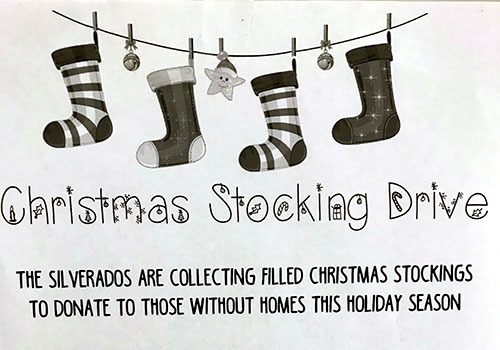 Silverado's poster for the stocking drive.