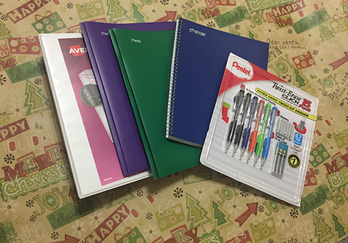 School Supplies
School supplies may seem like a boring gift, but they are something that everyone needs. Especially this time of year when students’ notebooks begin to fill, folders rip and students transfer classes. To make this a more personal gift the supplies could be the friends favorite color or thier favorite brand.
