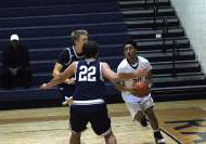 Junior forward Sean Bolds drives baseline during the Rangers matchup against the Churchill Chargers last season.