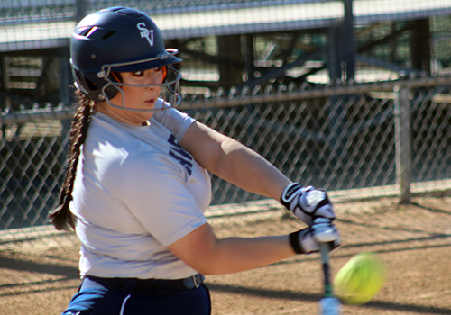 Junior Analisa Naranjo puts on her game face moments before she makes contact with the ball during their game against Canyon on March 20.