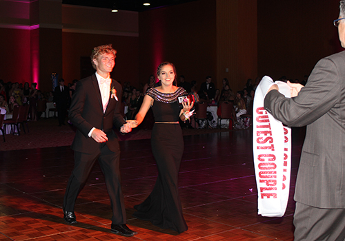 Seniors Brock Day and Annie Vollmer receive the cutest couple superlative at prom on May 12. 