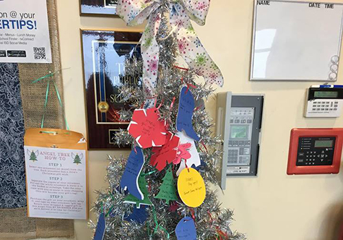 Ornaments with children's wish lists can be picked up in the front office. Gifts are due by Dec. 7.