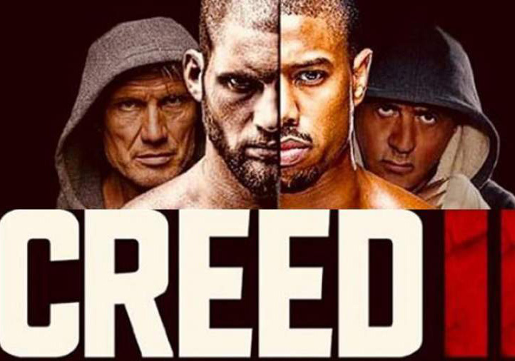 Creed 2 movie poster includes Adnois, Rocky, and the Drago's