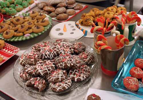 After perfecting their baking skills, chefs in Margaret Marucci's culinary class enter their holiday cookies for contest based on taste, appearance and texture. Junior Leah Cozzie's chocolate cookies with crushed peppermints took first place.
