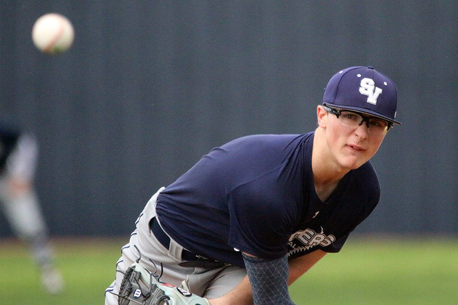Ace pitcher Shea Walker hurls a fastball during action this past year.
