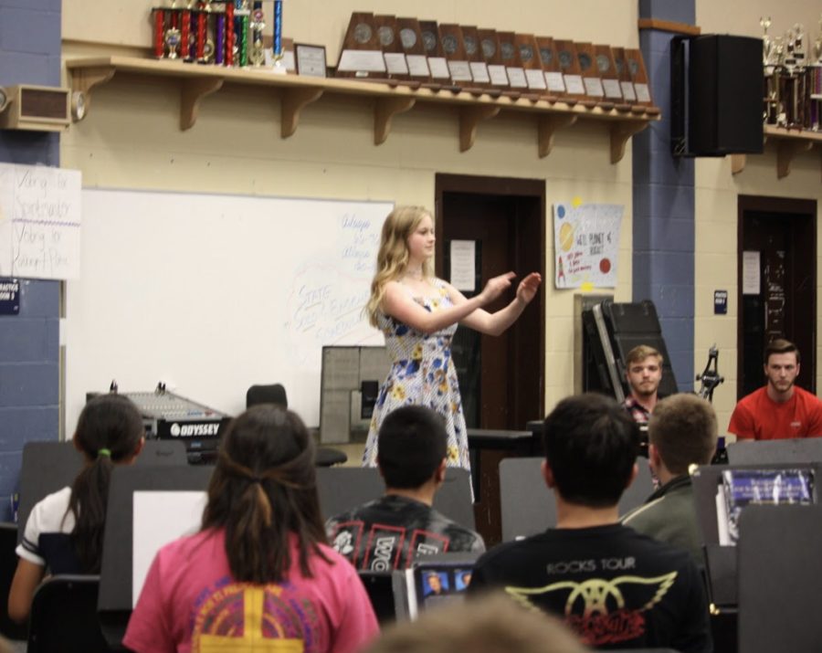 2019-2020 drum major Rileigh Mccullough makes her way through her audition.