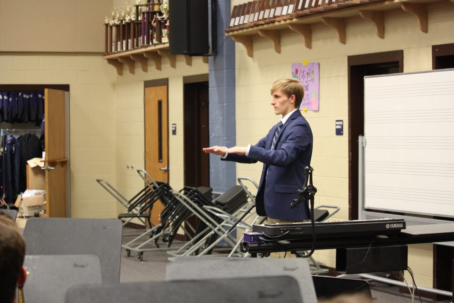 Sophomore trumpeter Devin Nolan progresses through his audition. 
