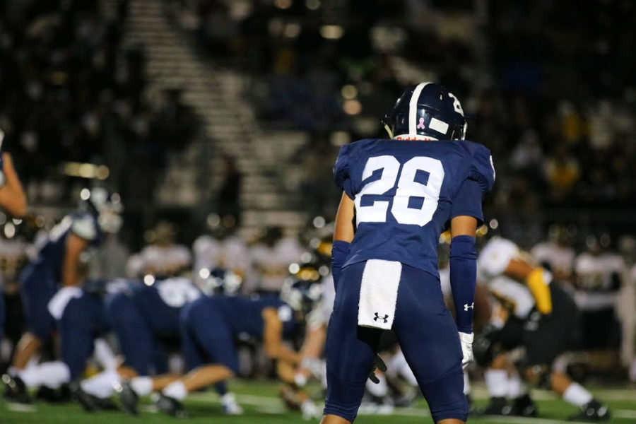 CB Cullen Betsey lines up before the snap against East Central. Betsey picked off Judson QB Mike Chandler II twice on Friday night, but it wasn't enough.