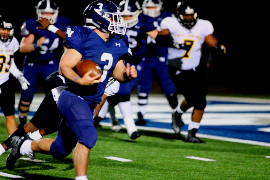 RB Jacob Forton rushes for one of his three touchdowns against East Central. A big game from Forton could swing the game in favor of the Rangers.