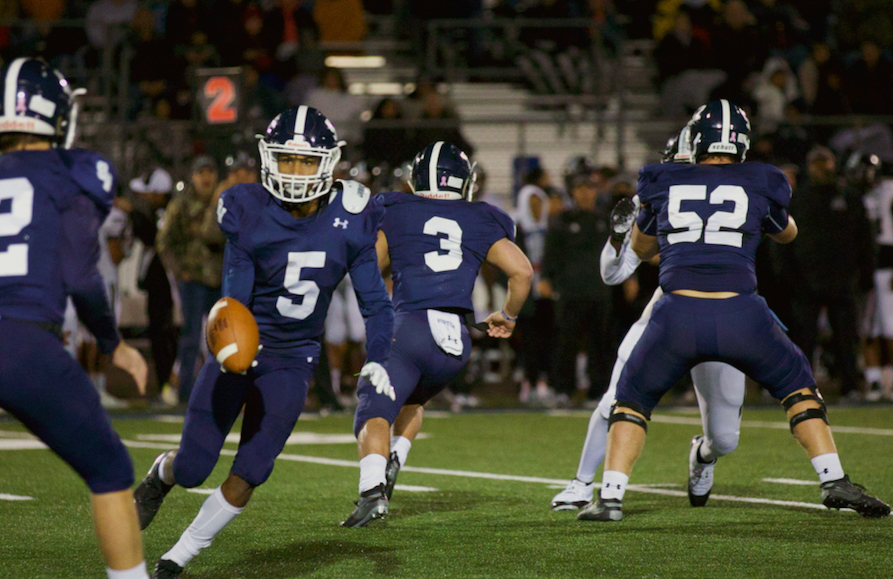 Senior Greg Eggleston receives the ball in last week's game against Steele. The Rangers lost their game against the Knights 35-10.