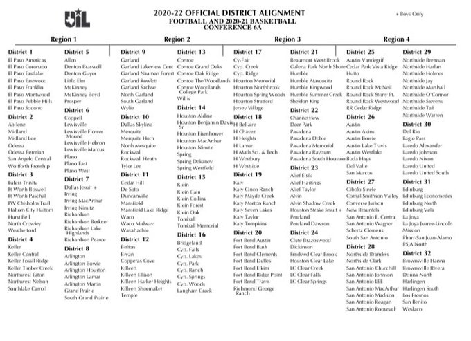 Canyon has been pushed to 5A, and San Marcos moved to district 26 with Austin schools. District 27-6A will also welcome two new schools, Wagner and South San Antonio.