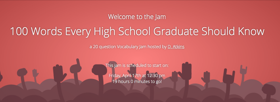 The vocabulary jam takes place Friday at 12:30 p.m.