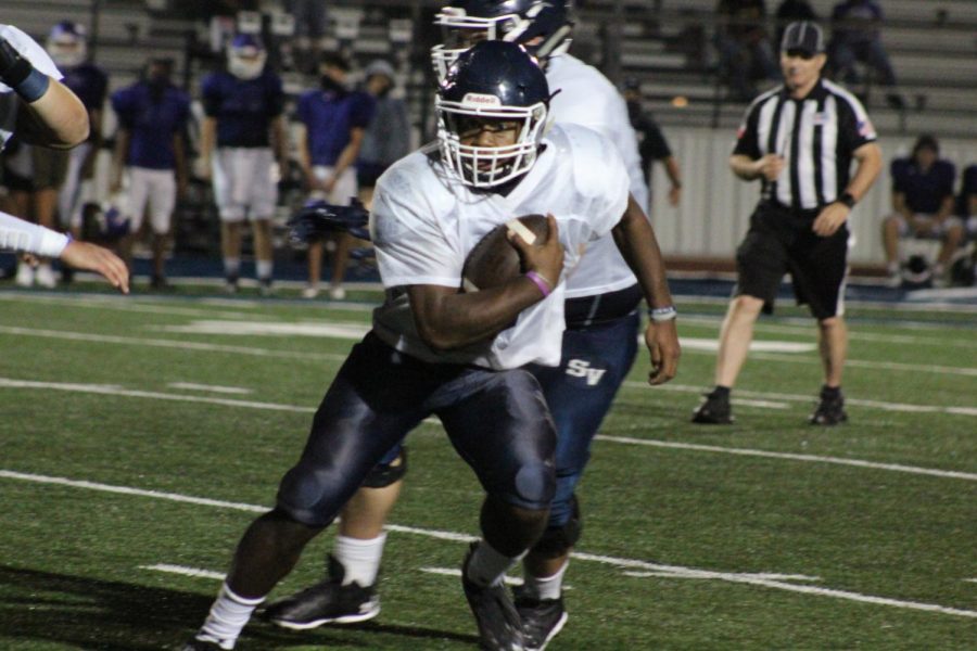 Jalen Nutt avoids a tackler against San Marcos. Nutt compiled 166 total yards and a touchdown in Friday's win over East Central.