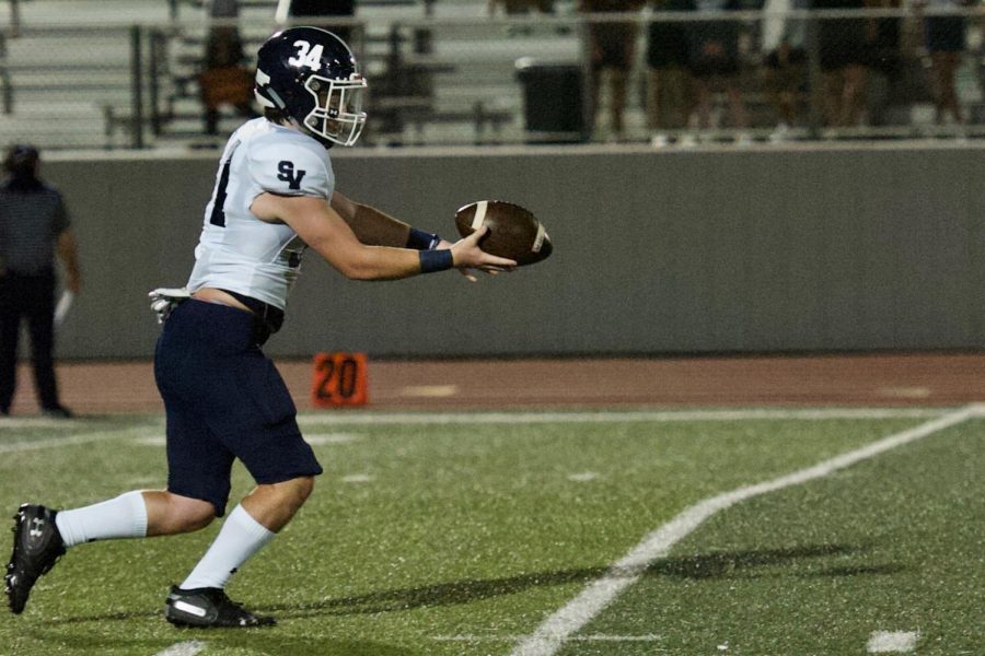 Wyatt Hayden prepares to pun the ball against Wagner. Hayden punted three times for a net average of 42 yards on Friday.