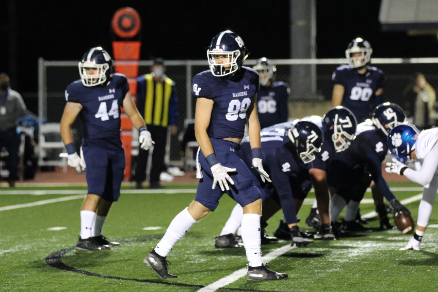 The offense looks to the sideline for the play. The Rangers put up their second-highest point total this season against rival Judson on Friday.