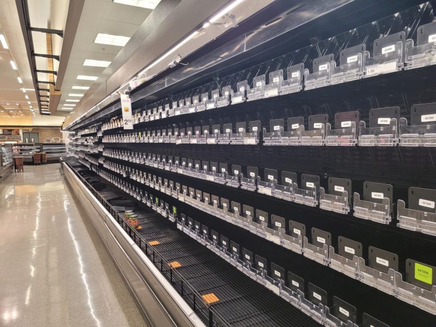 Supermarkets and other stores faced supply shortages throughout snowvid.