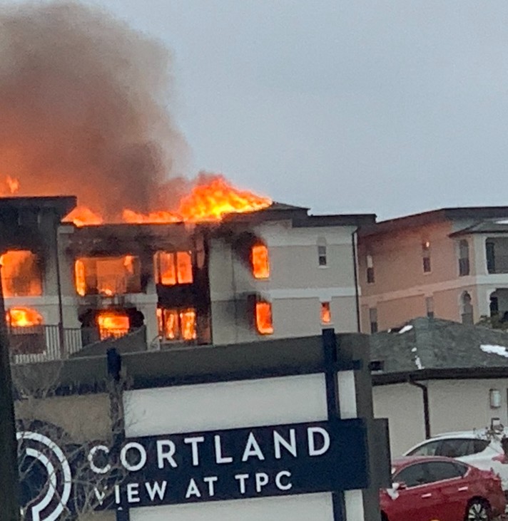 Fires, like the one seen in Madison Trexler's apartment complex, destroyed homes during snowvid.