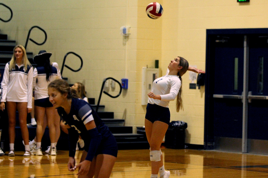 Junior Lauren Franco serves against Clemens on Sept. 17. 