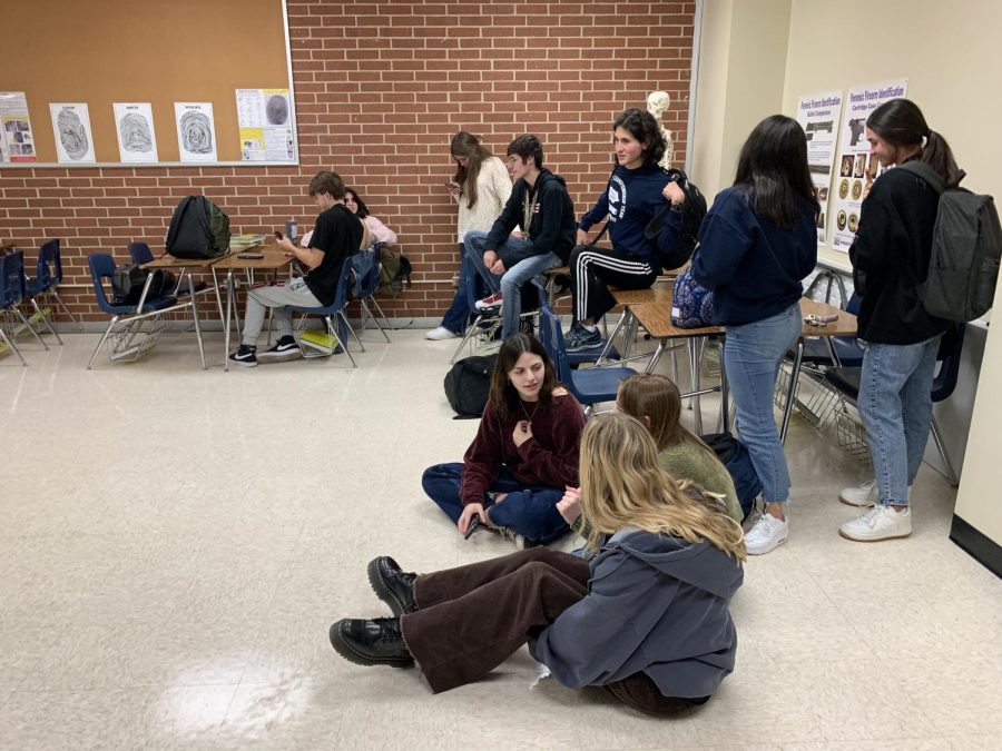 Interested players gather for the first Cornhole Club meeting Nov. 4.