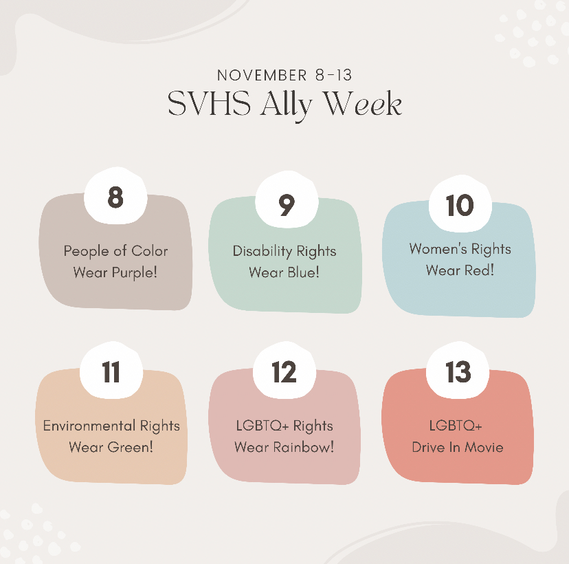 Students are asked to wear specific colors each day during the week of Nov.8 in support of marginalized groups on campus.