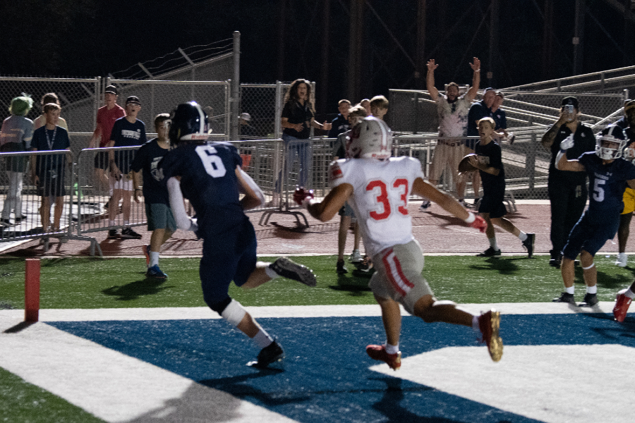 Zack McDonald speeds through the end zone for a touchdown against Judson. McDonald caught four passes for 95 yards in Friday's loss to Steele.