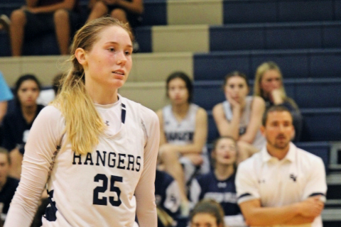 Setting up just outside the arc, Gabby Elliott prepares for an inbounds pass on Dec. 10 against Laredo United South. Elliott, a St. Mary's commit, holds four school records and is closing in on 1,000 career rebounds.