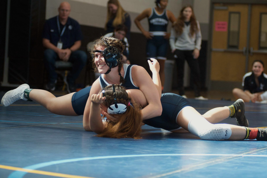 Sage Benca pins a Steele wrestler during their tournament at Steele on Nov. 13.