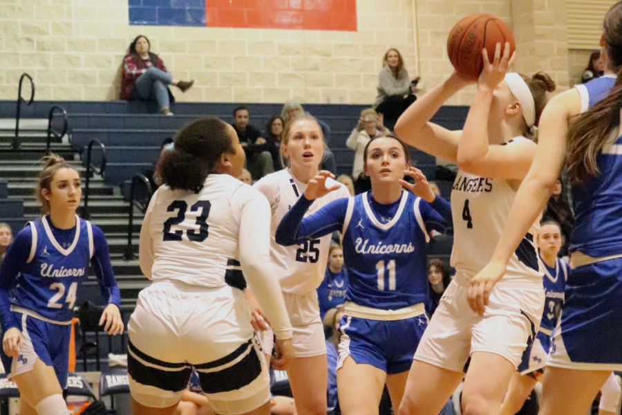 Sophomore Allison Howe shoots against New Braunfels.