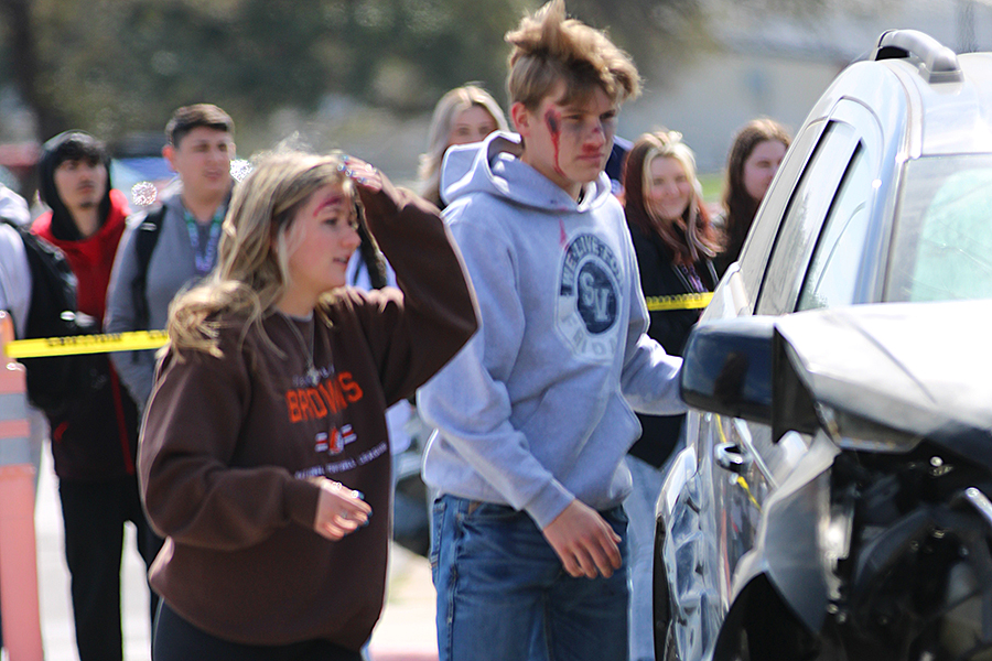 Senior Austin Waltman portrayed a drunk driver for the presentation.
