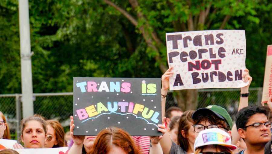 People protest the anti-transgender legislation. Gov. Greg Abbott wants gender reassignment surgery to be considered child abuse in Texas