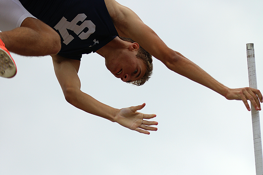 Senior Jonah Ulbricht vaulted higher in the school's record book, surpassing his brothers' marks, at the District 27/28 6A area meet April 21.