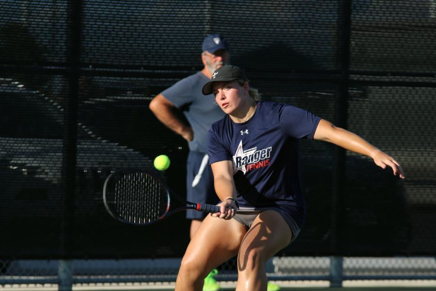 Senior Trieste Perciavalle at a Tennis match against Pieper last September.