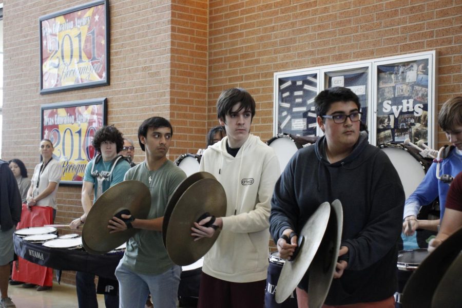 Band playing their instruments recognizing UIL competitors on February 16. 