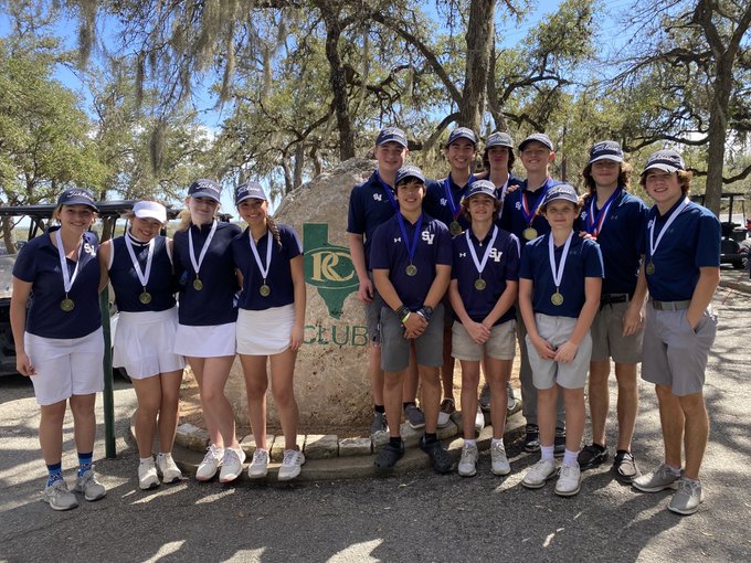 On Monday golf competed at Rebecca Creek, placing first all around.