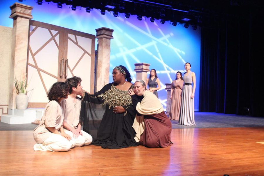 Senior Chaya Powell (center) as Medea in this year's one act play "Medea." Medea is about a woman, who is divine descent and had the gift of prophecy, that seeks revenge against her unfaithful husband Jason.
